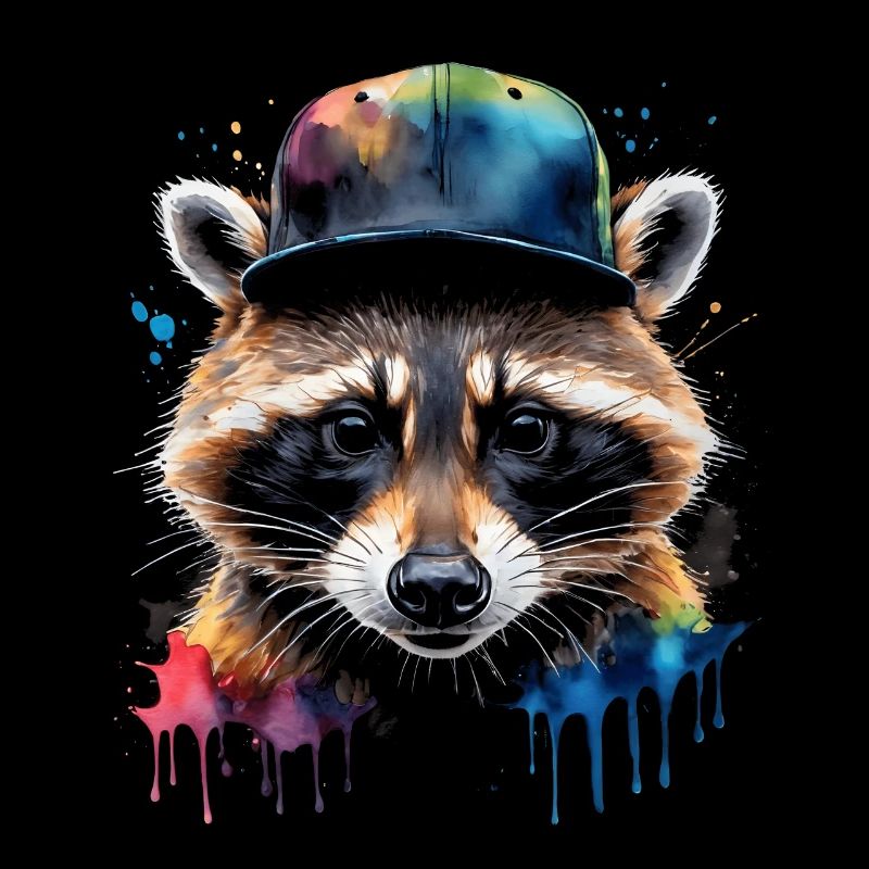 Waschbär Snapback Cap Bunt Tier Design Print