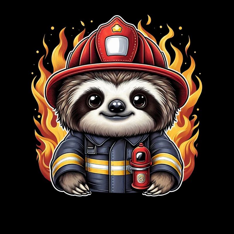 Sloth Firefighter Fire Brigade Professional Fire Brigade