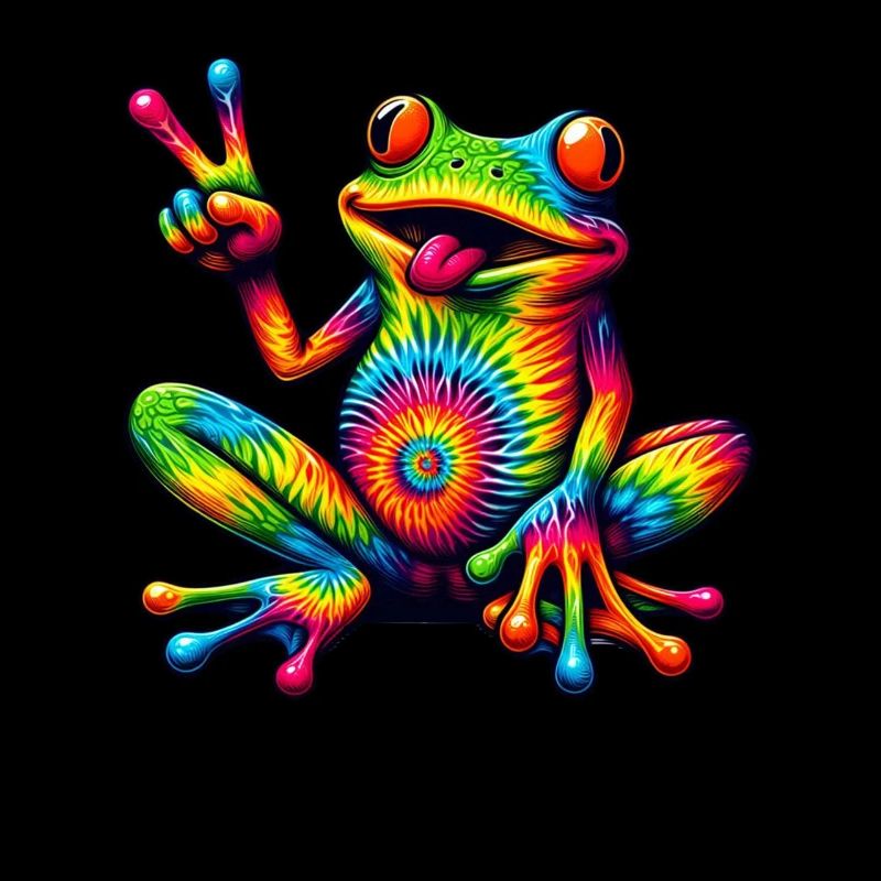 Frog Peace Sign Cute Hippie