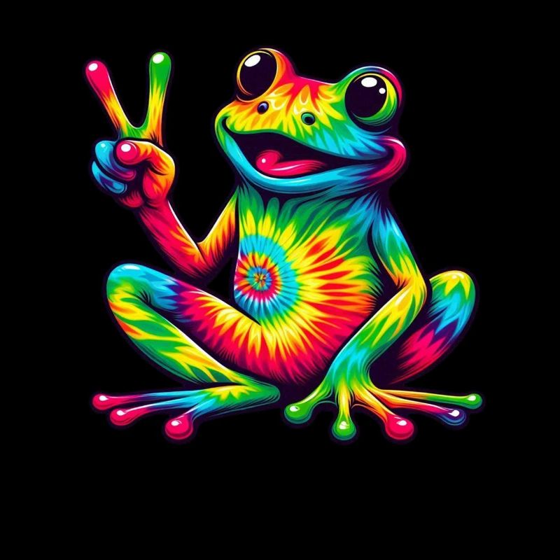 Frog Peace Sign Cute Hippie