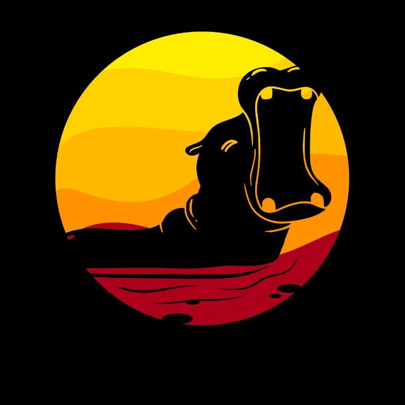 Nilpferd Retro Sunset Hippo Kinder