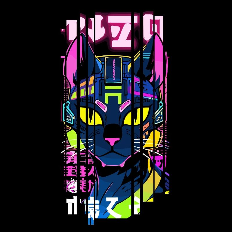 Ver.1 - Cyborg Cat Neon Kanji