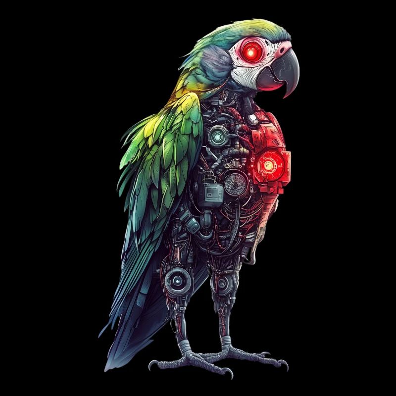 Funny Robot Art Parrot Cyborg Bird Parrot