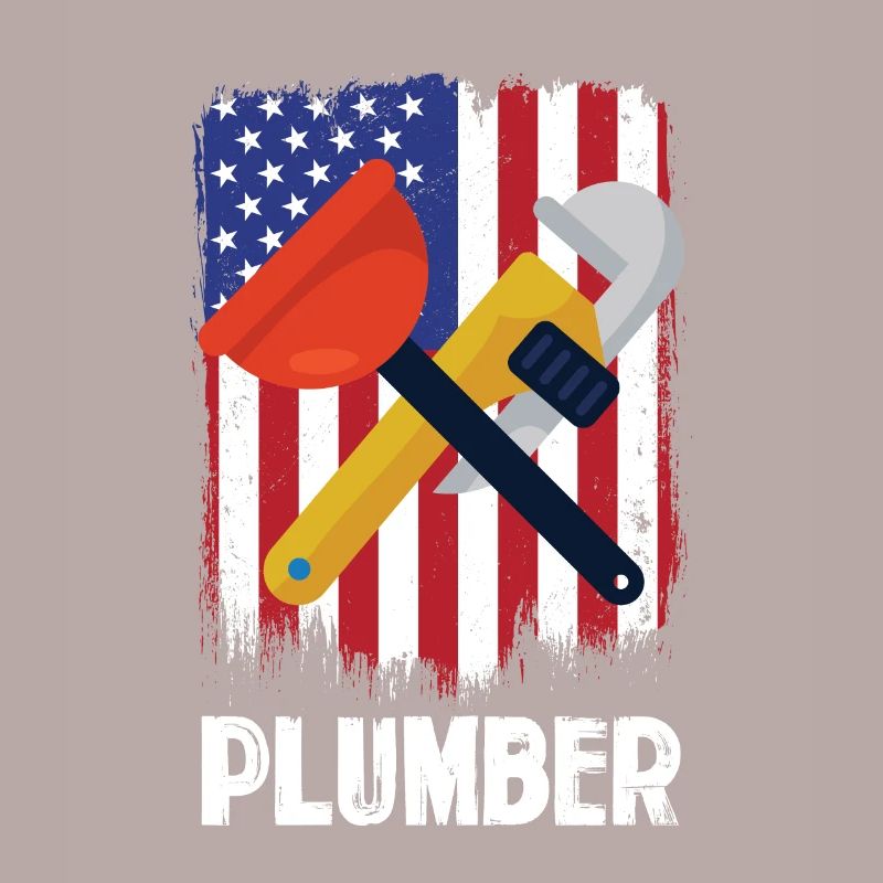 Outils de plombier devant le drapeau américain