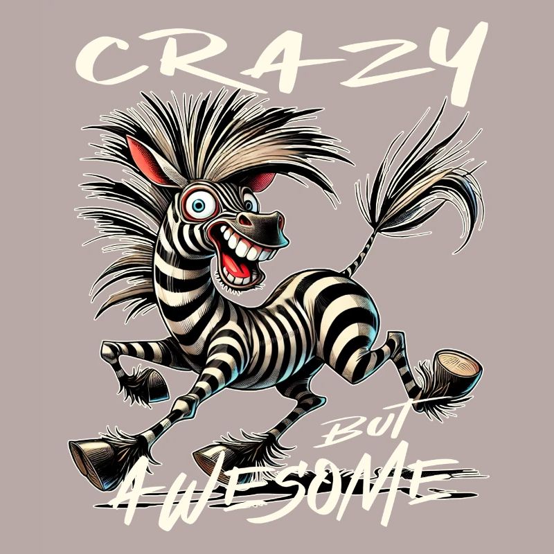Crazy but Awesome Zebra Comic Style