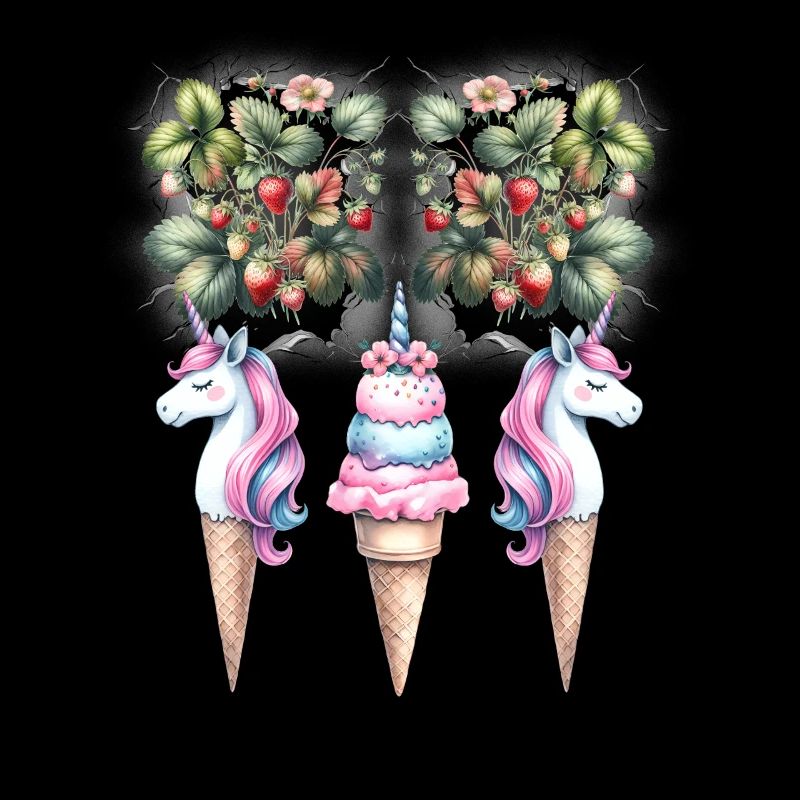 Erdbeeren Einhorn Eiscrem Eis Teenie Kinder Kind