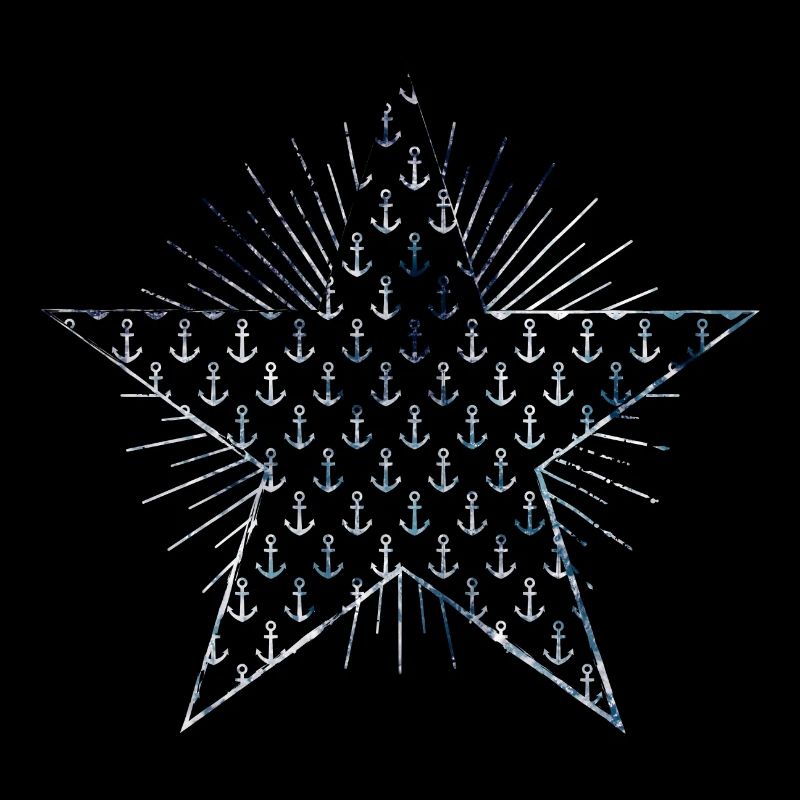 Star with anchor pattern and sunbeams