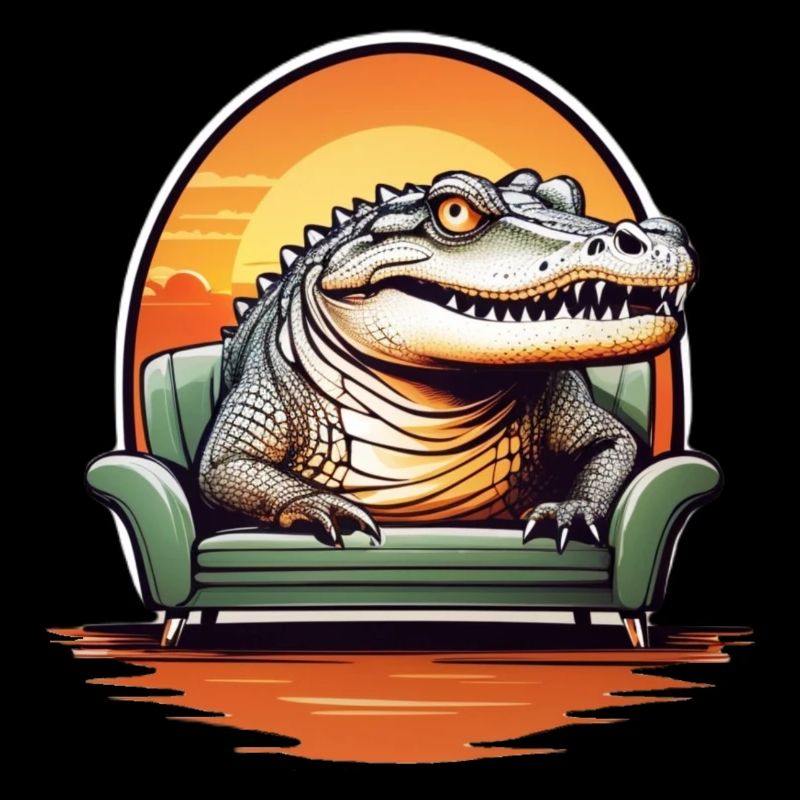 Alligator on sofa