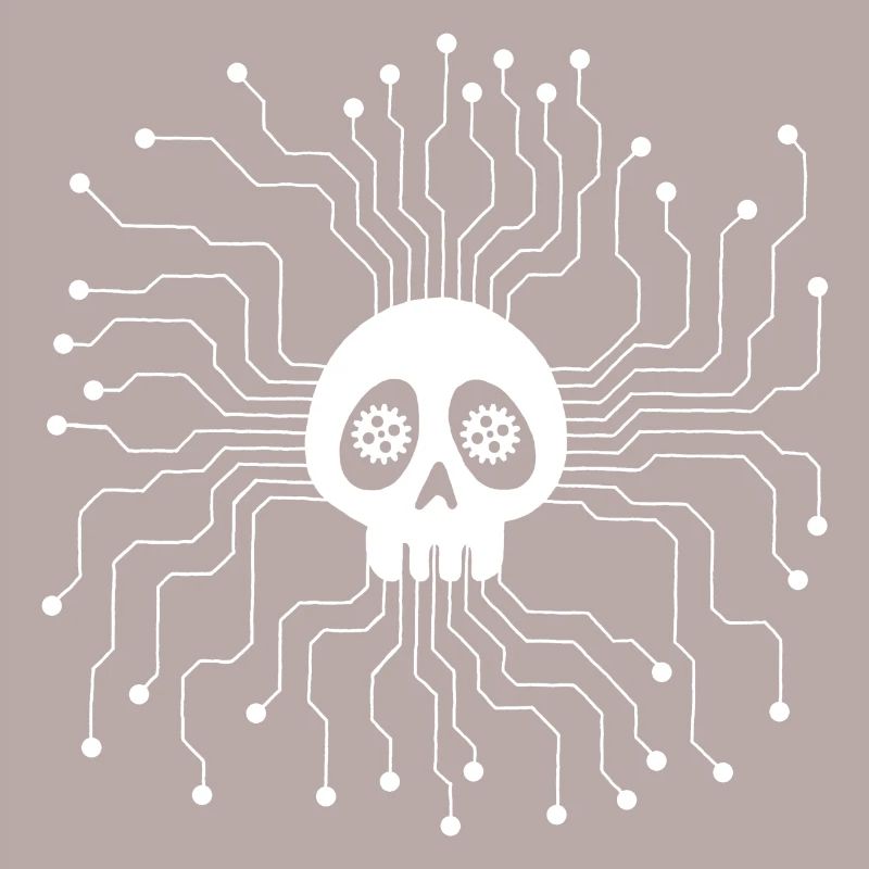 White Microprocessor Skull