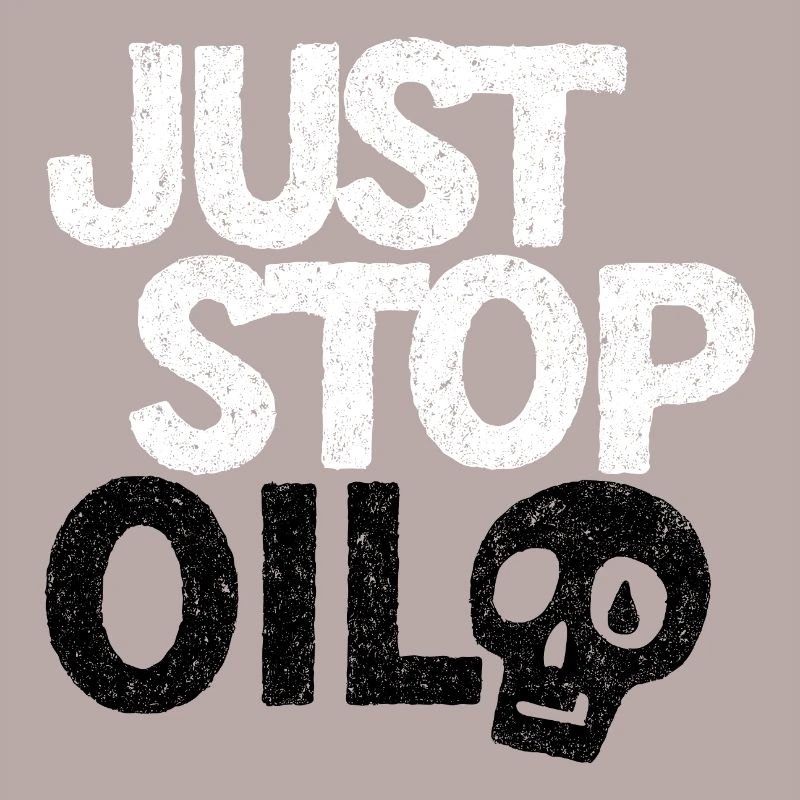 Auffällige „Just Stop“-Protestgrafik