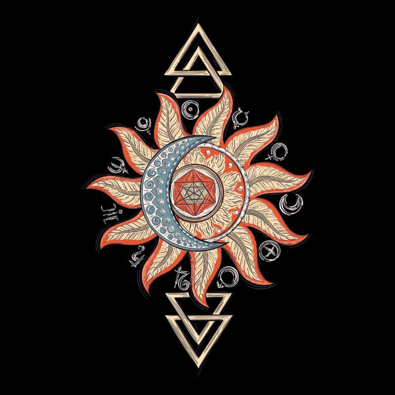 Sun moon hexagram triangle planet symbol