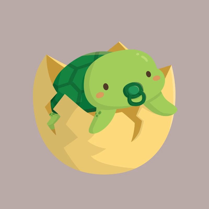 Cute Baby Turtle Hatching From Shell