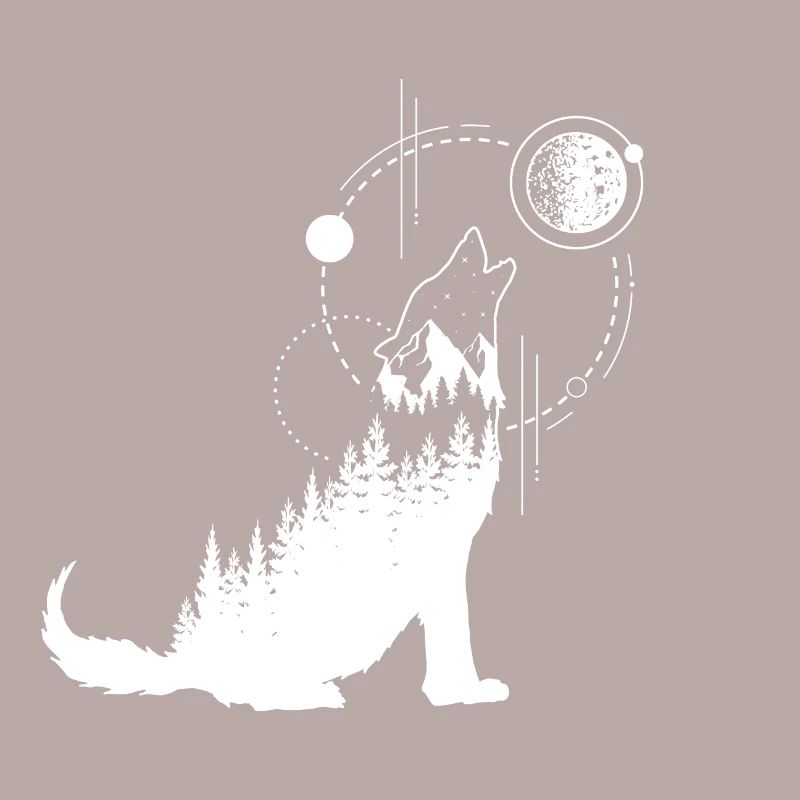 Modern Geometric Wolf Forest Double Exposure