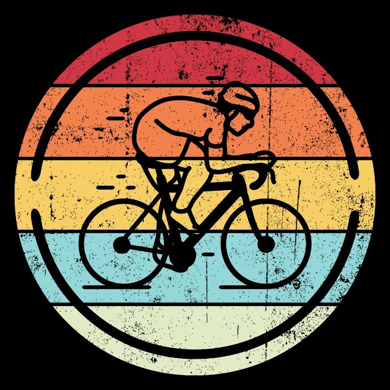 Retro Cyclist in Sunset Circles