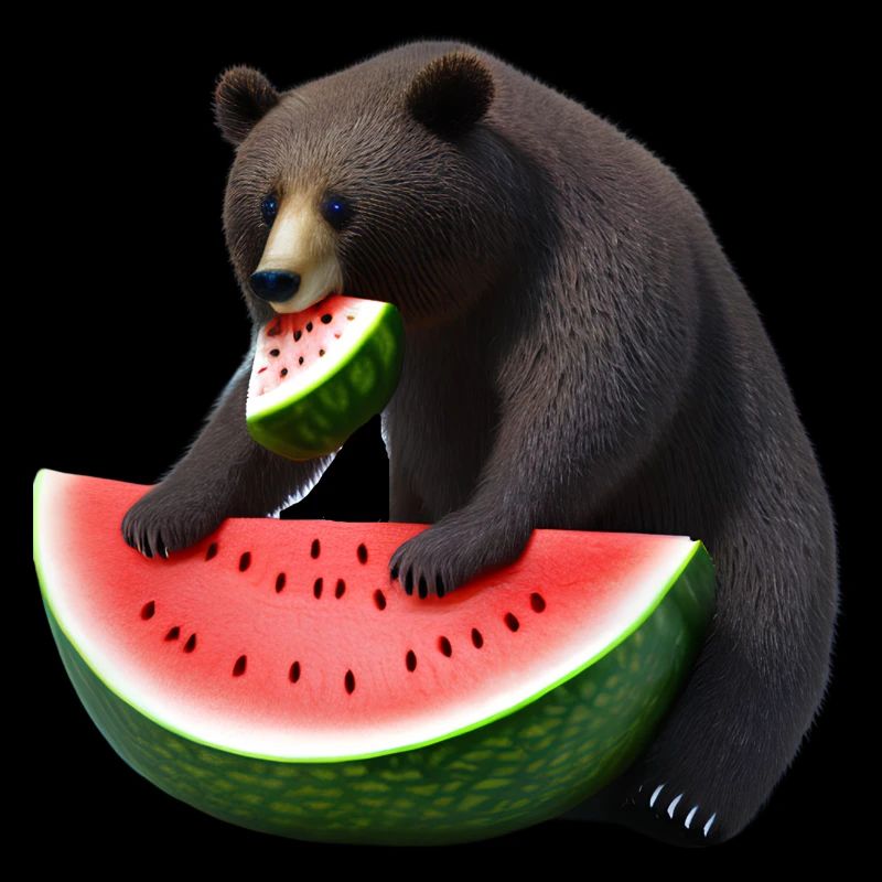 Bear with watermelon