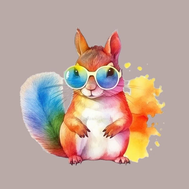 Buntes cooles Eichhörnchen mit Sonnenbrille