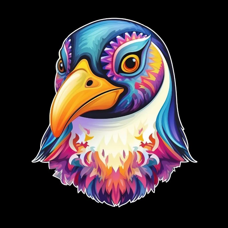 Cooler Pinguin Vogel Gesicht Bunt