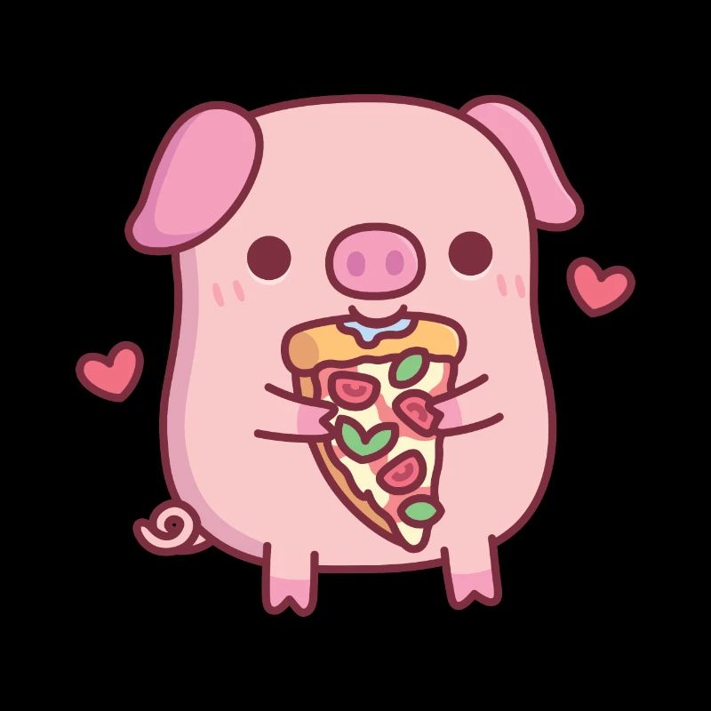 Mignon petit cochon mangeant de la pizza Margherita