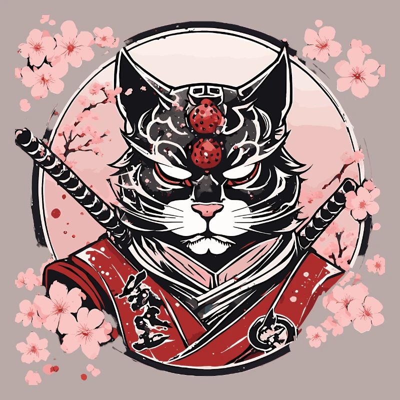Dämonischer Kawaii Neko Samurai : Katzen-Samurai