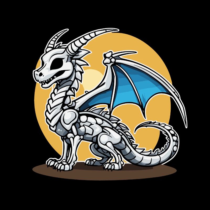 Illustration de squelette de dragon mignon