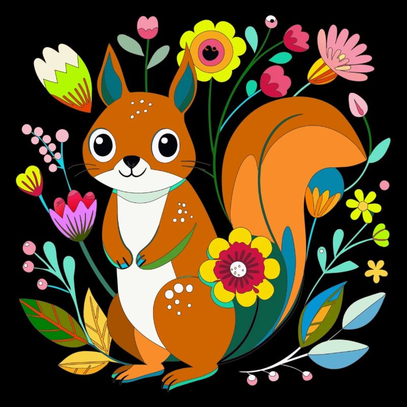 Kleines Eichhörnchen in Blumen