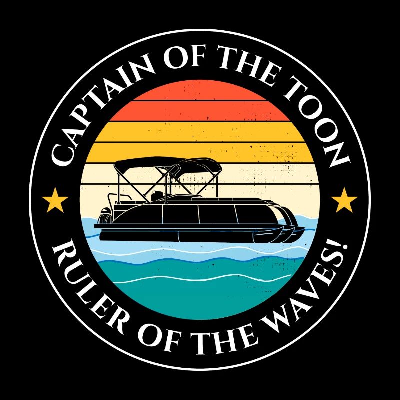 Pontoon Boat Captain Offshore Boating Cruise Retro