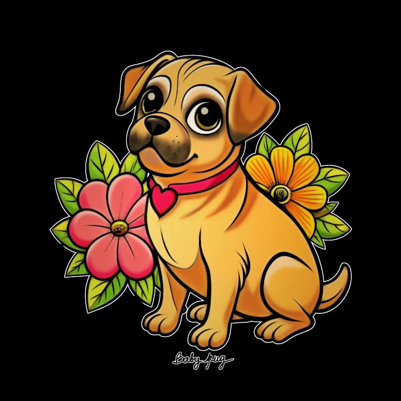Bébé carlin, petit chiot mignon