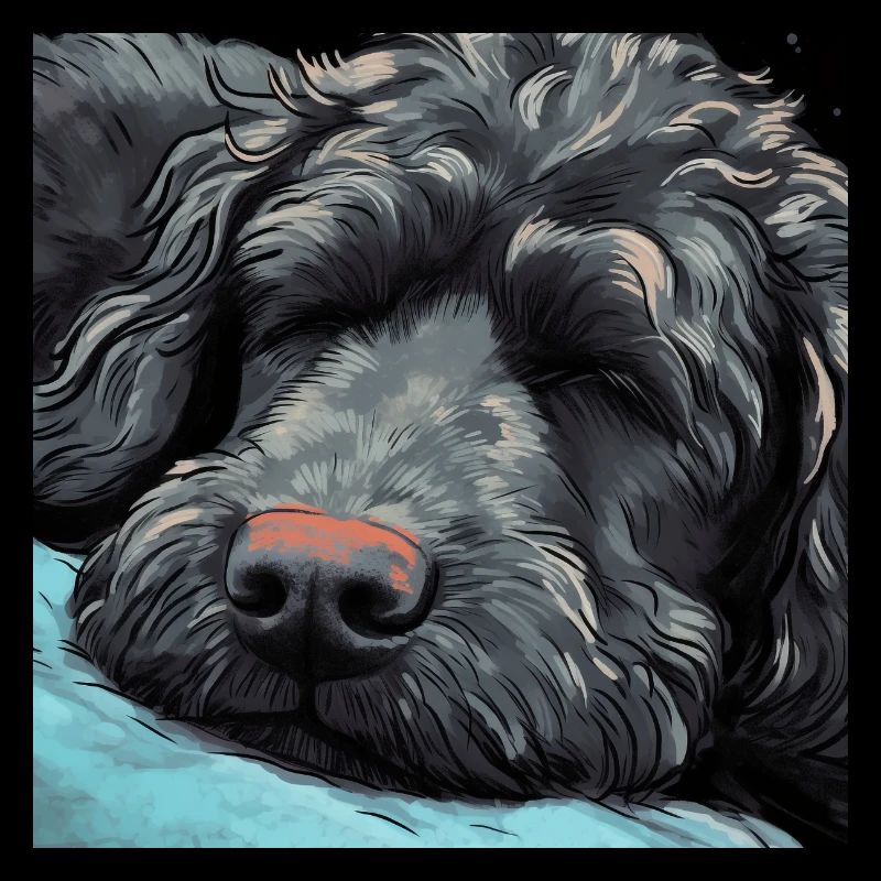 Sleeping Black Golden Doodle