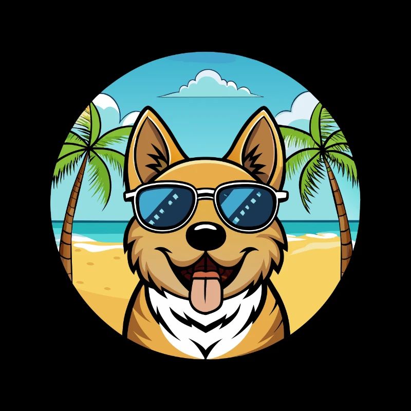 Plage de dessin animé de race de chien Ovcharka de Russie du Sud