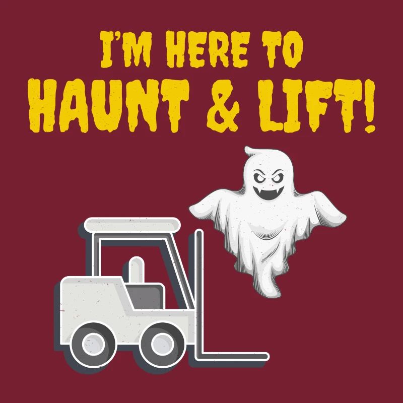 Halloween Ghost Forklift Operator Heavy Equipment