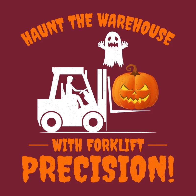 Halloween Ghost Forklift Operator Pumpkin Funny