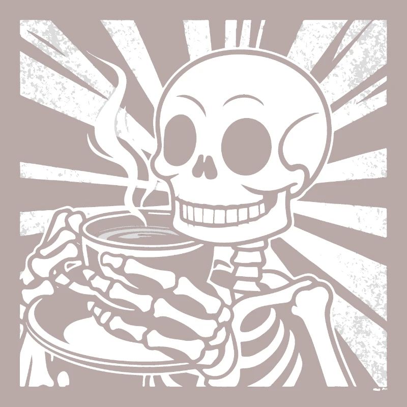 Skeleton drinking coffee