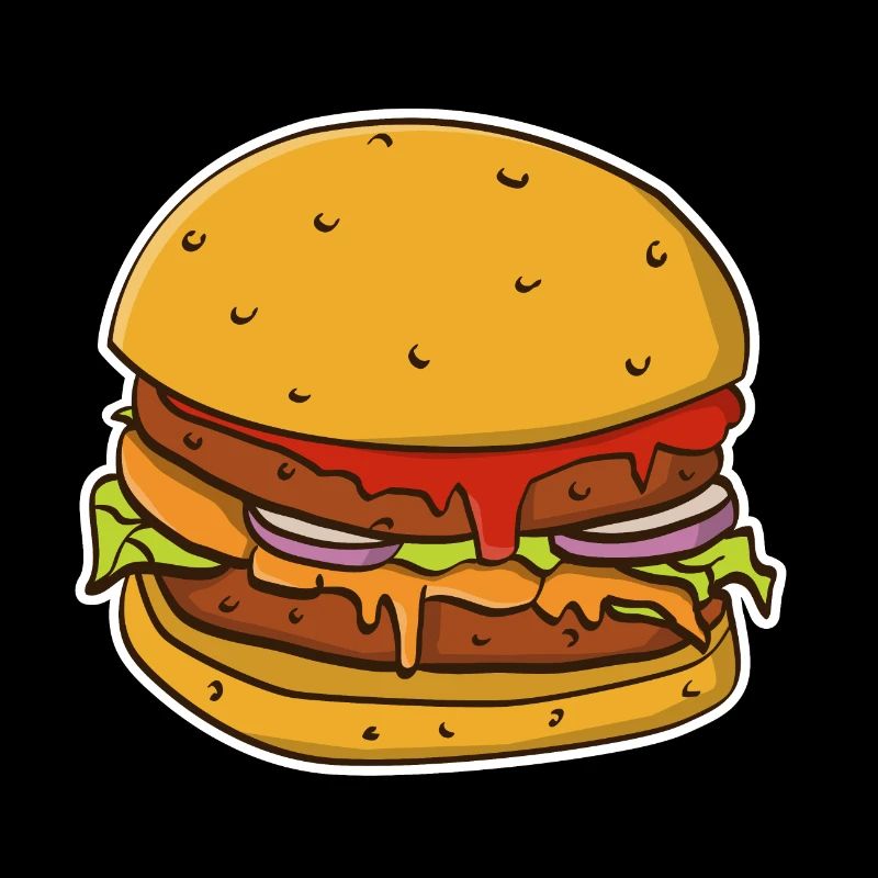 Buntes Bild eines Hamburgerbrötchens.