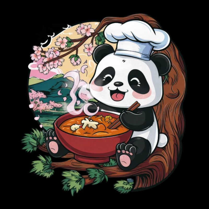 Panda Kawaii mignon avec une grande variation de sushis