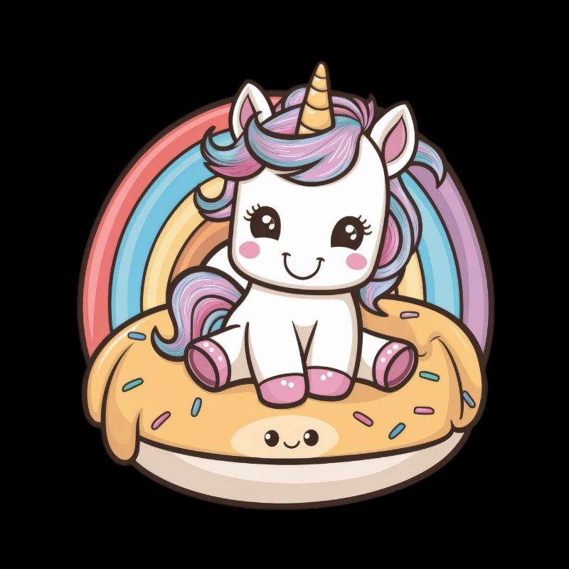 Kawaii Einhorn mit leckerem Essen