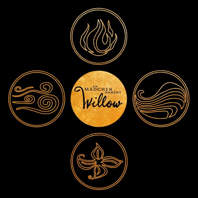 "Ein Mädchen Namens Willow" Logo Und Vier Elemente