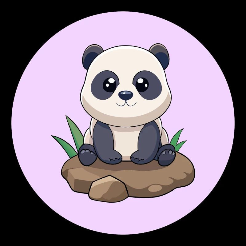Bébé panda mignon assis sur un rocher (v03)