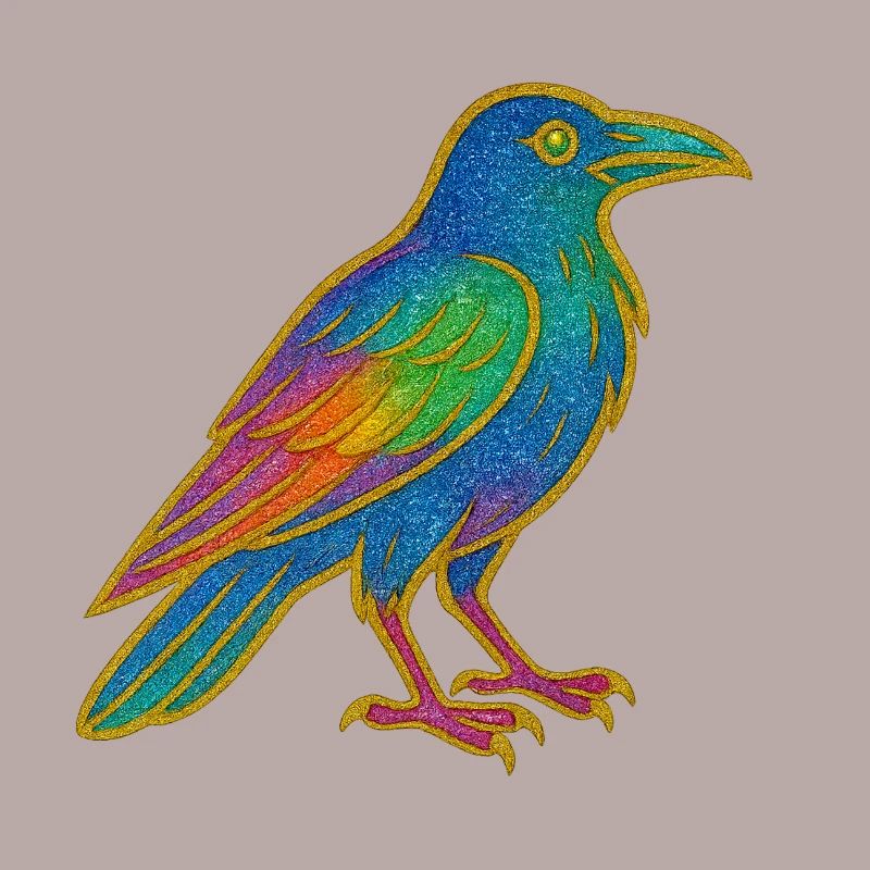 Conception de patch de corbeau arc-en-ciel