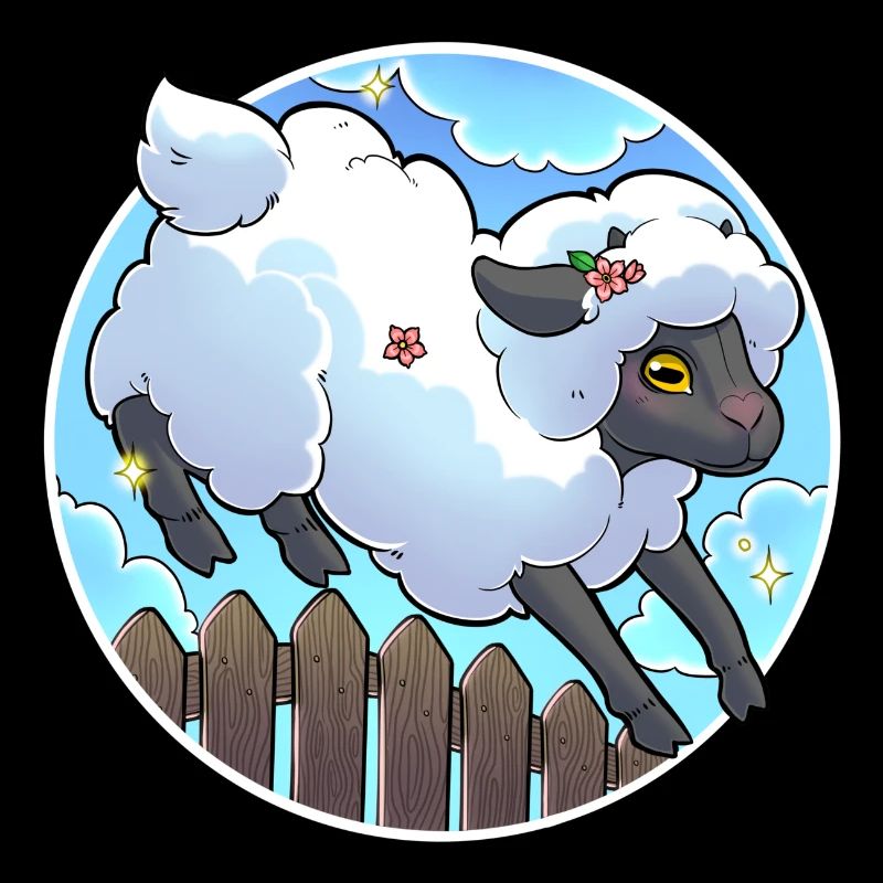 Jumping blue sheep print