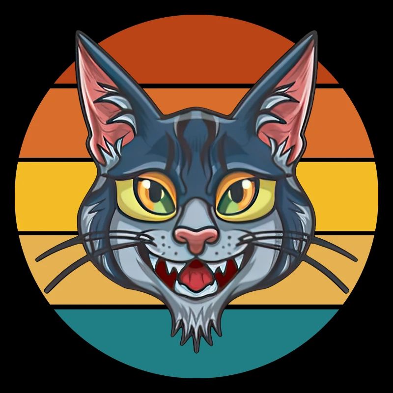 Design de chat rétro - chat fou