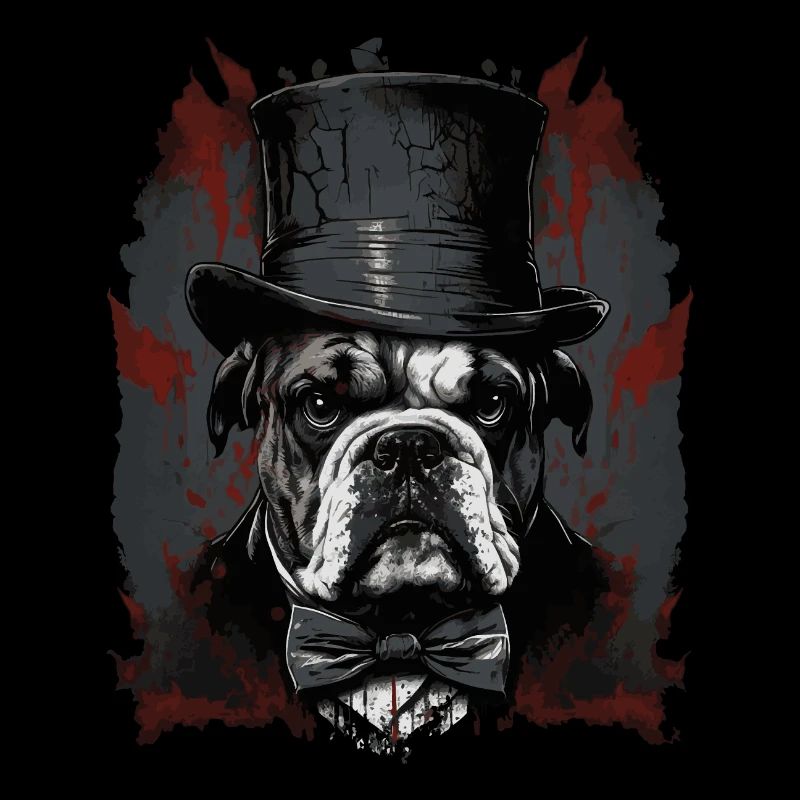 Grumpy English Bulldog with Top Hat