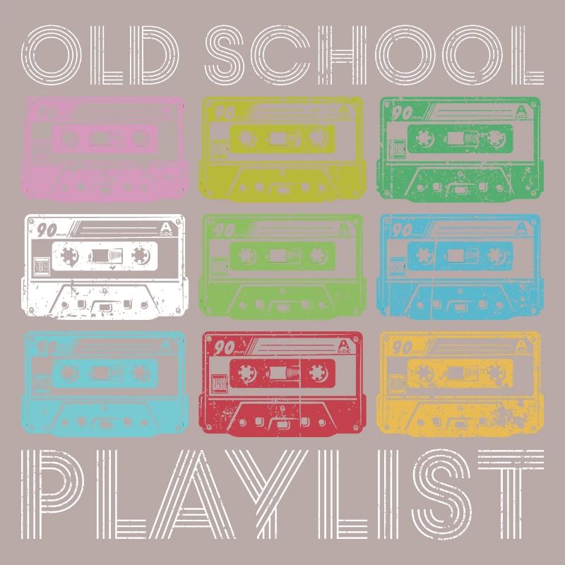 Rainbow Cassette Grid Print