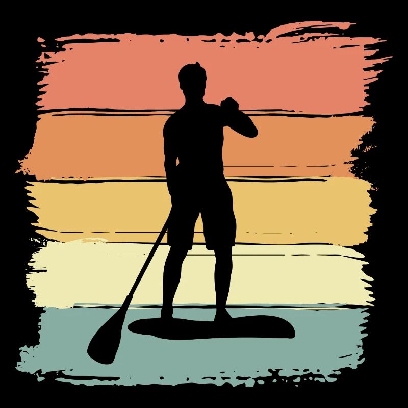 Paddleboard vintage retro paddleboard pose