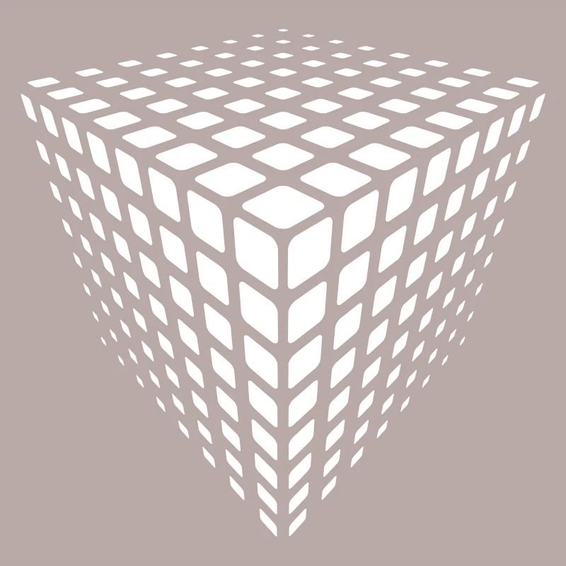 Monochrome Grid Cube Illusion