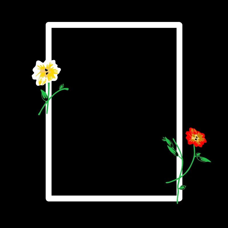 Cadre blanc à décor floral