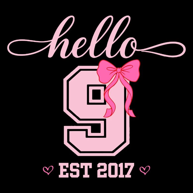Hello 9 Est 2017 Mädchen Geburtstag Design