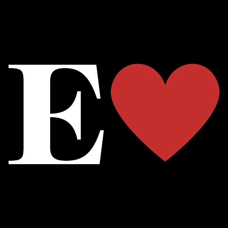 Letter e red heart