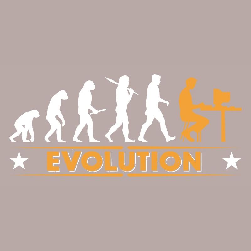 Computer Nerd Evolution - orange/weiss