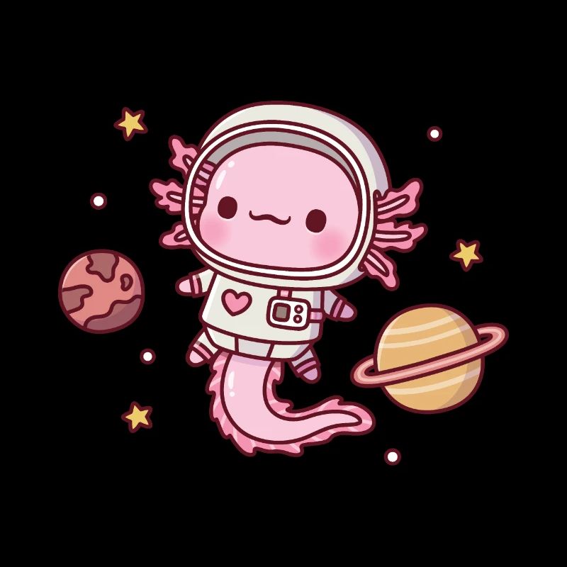 Cute Axolotl Astronaut In Outer Space