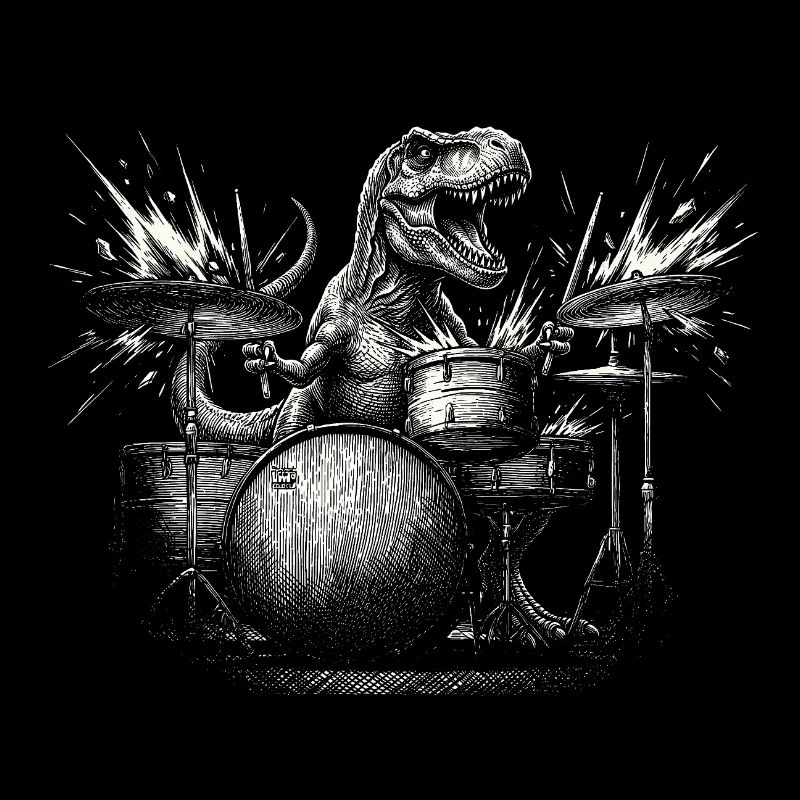 Dinosaur T-Rex Drums Drummer Rock Dino